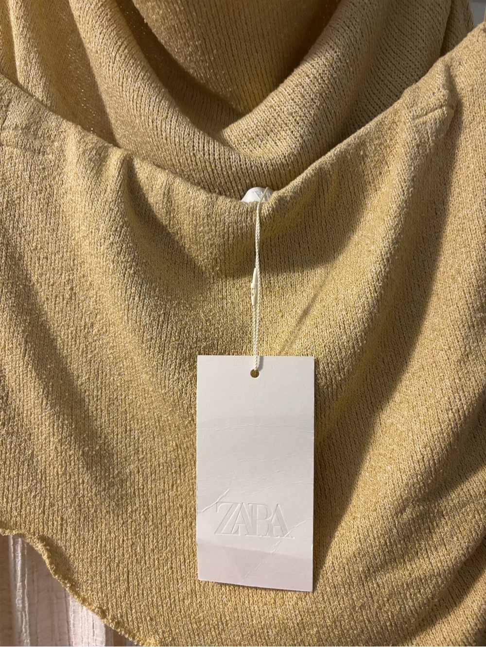 NWT Zara Two-Tone Cowl Neck Maxi Dress - Yellow & Cream - Picture 3 of 6